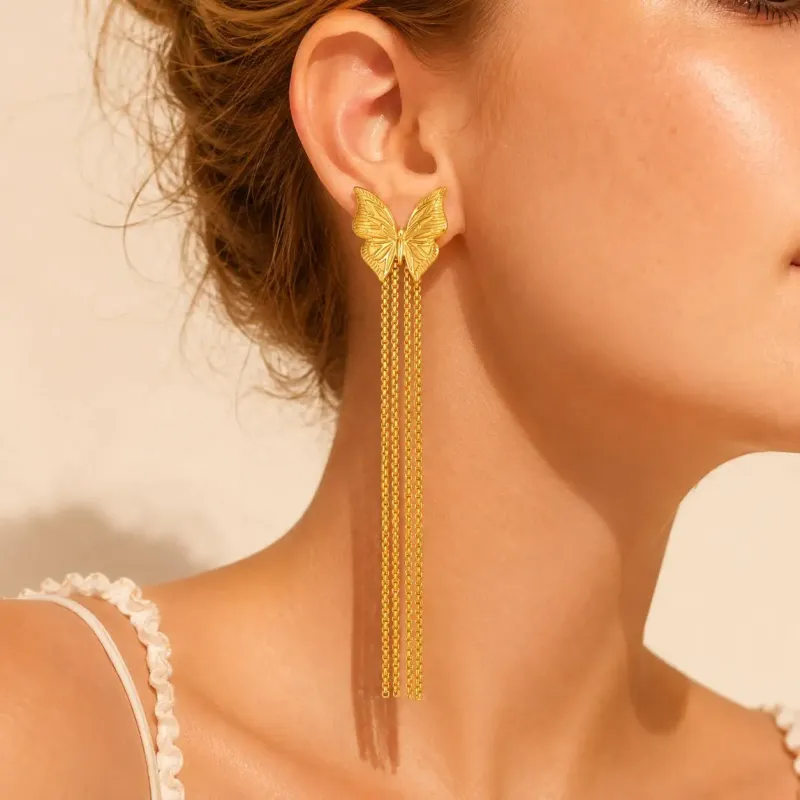 Butterfly Tassel Drop Earrings made by Victoria Emerson