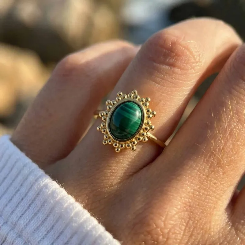 Malachite Open Ring made by Victoria Emerson