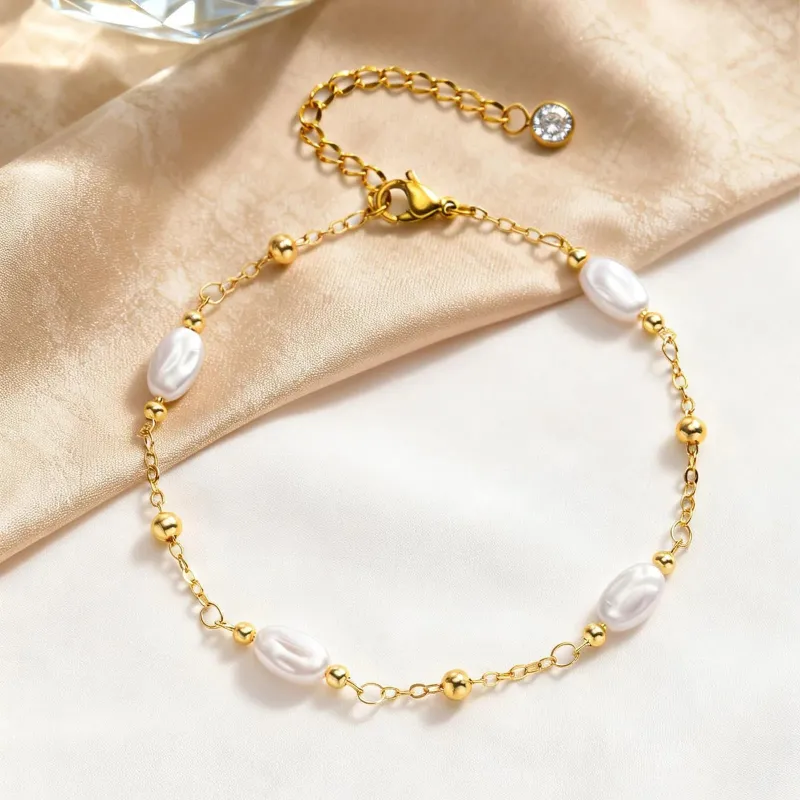 Pearl Beaded Anklet made by Victoria Emerson
