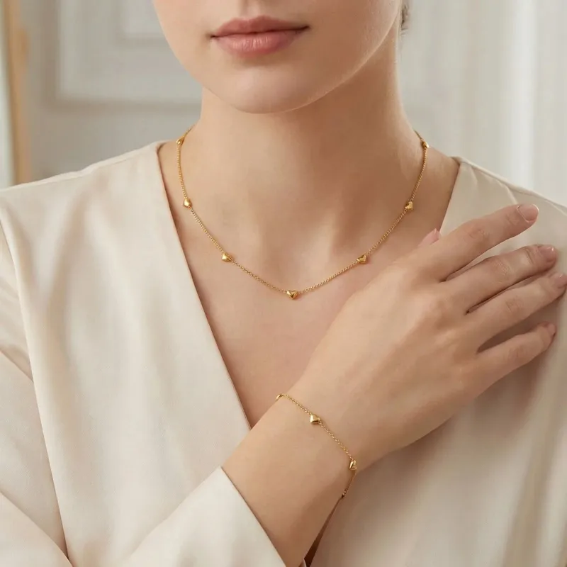 Dainty Heart Charm Bracelet made by Victoria Emerson