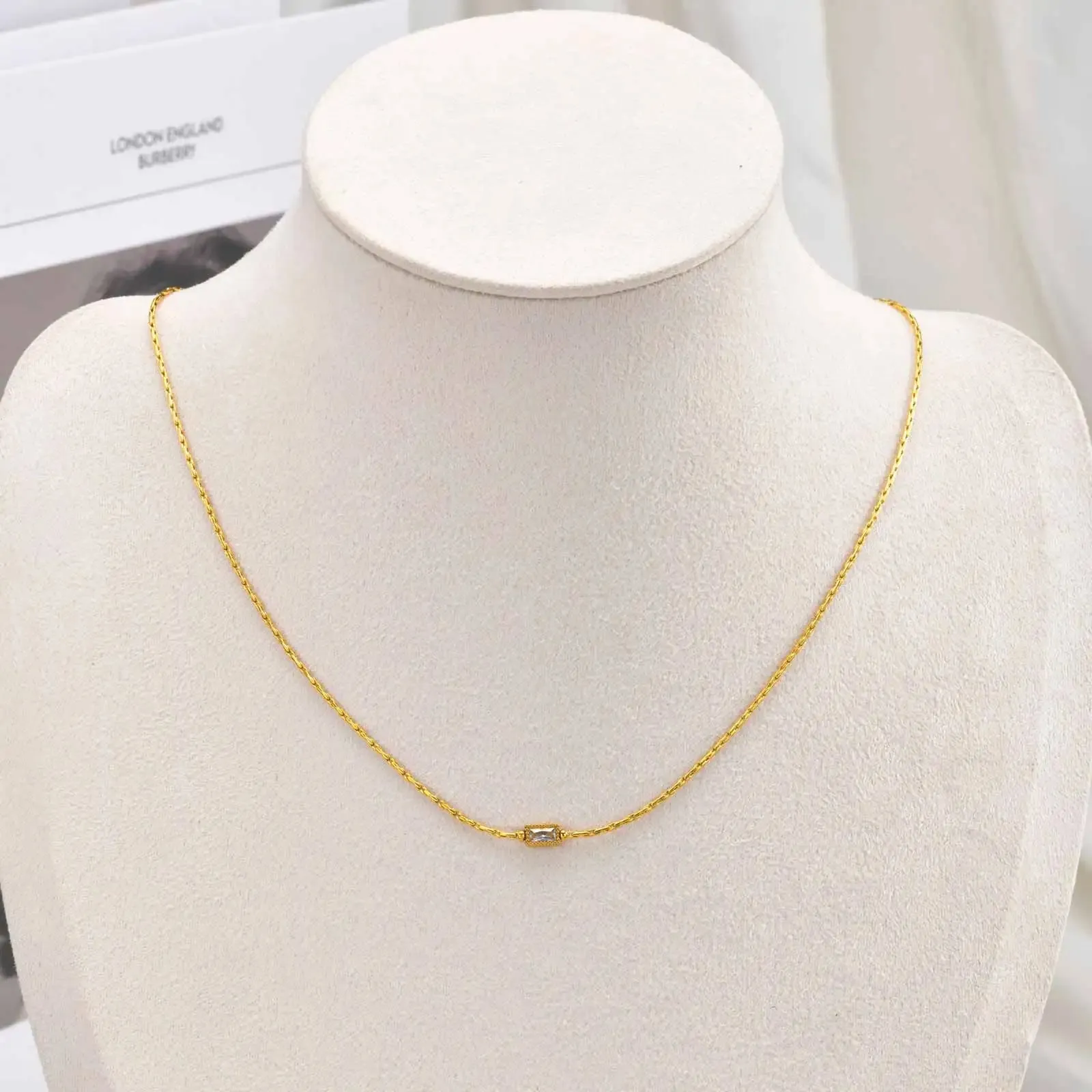 Tiny Rectangular Zircon Necklace sold by Victoria Emerson product image thumbnail 4