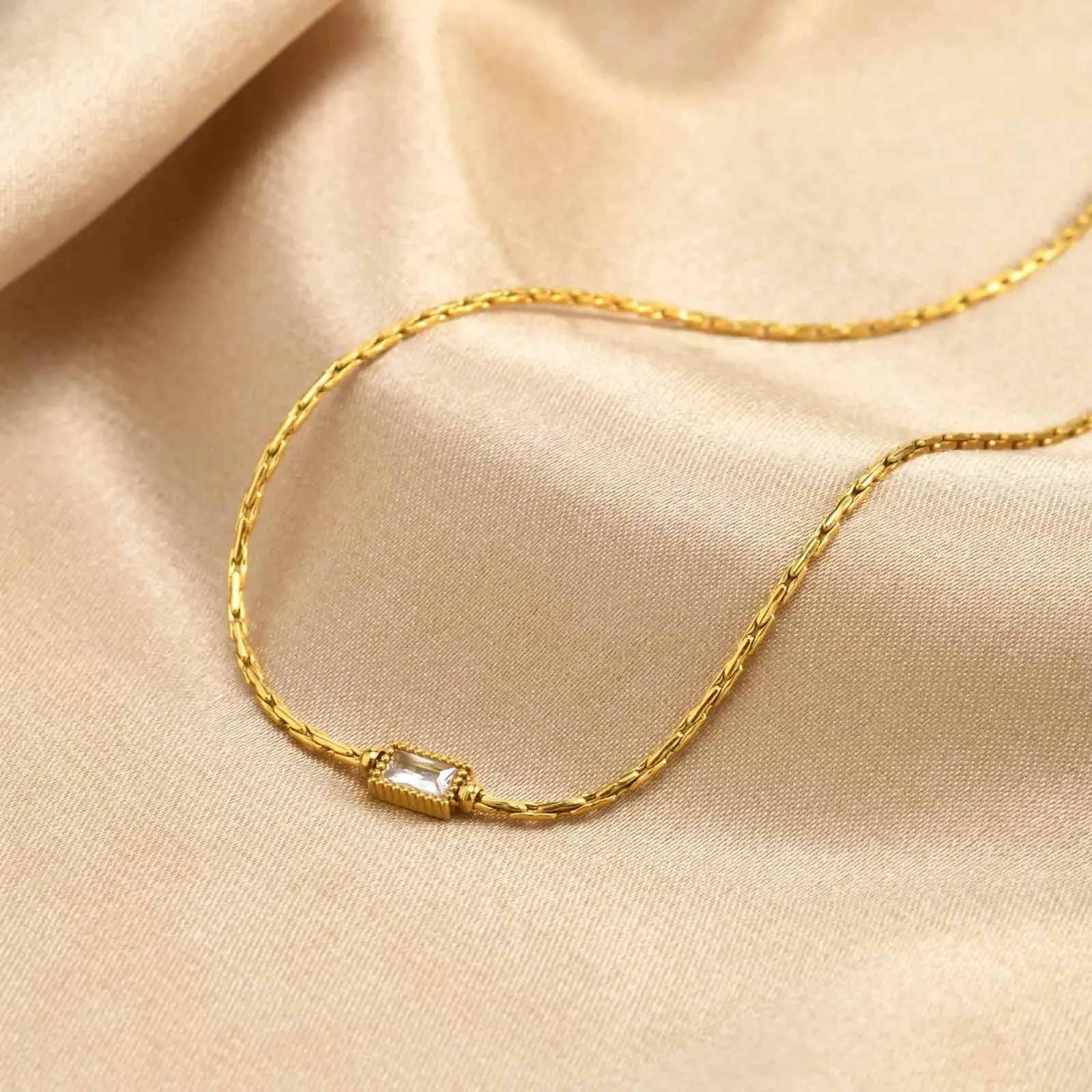 Tiny Rectangular Zircon Necklace sold by Victoria Emerson product image thumbnail 3