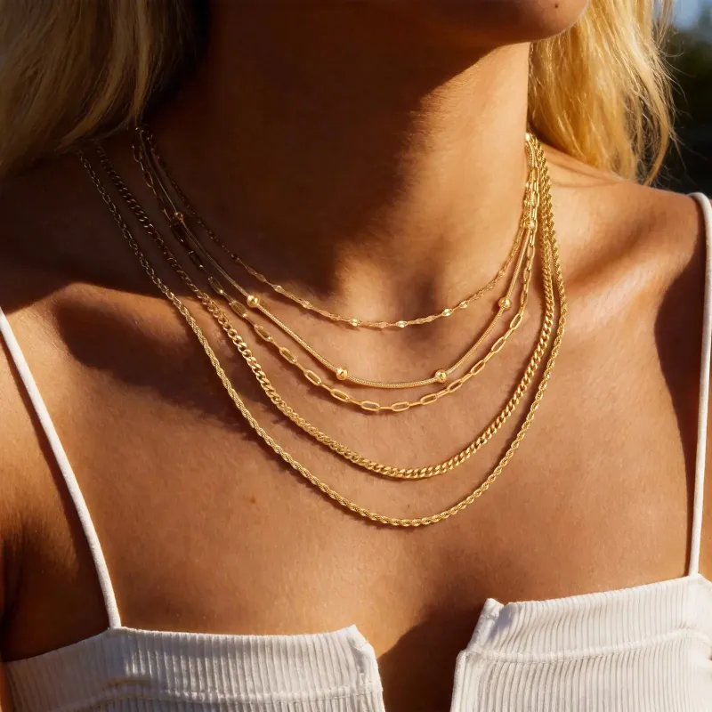 Layered Curb & Rope Chain Necklace made by Victoria Emerson
