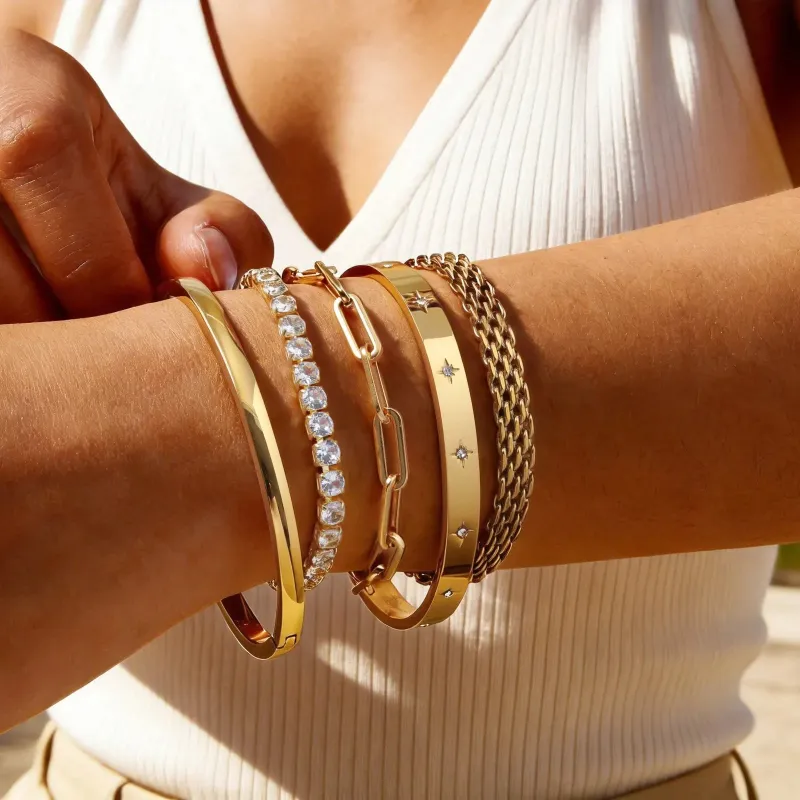 CZ Tennis Starburst Bangle made by Victoria Emerson