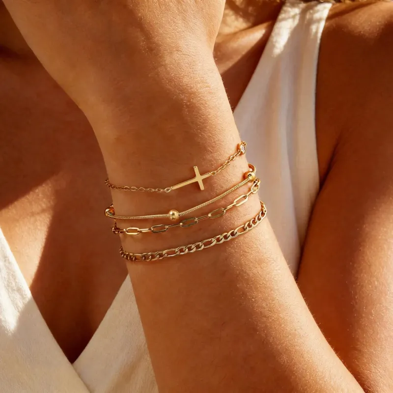 Stackable Chain Bracelet Set (5-Piece) made by Victoria Emerson