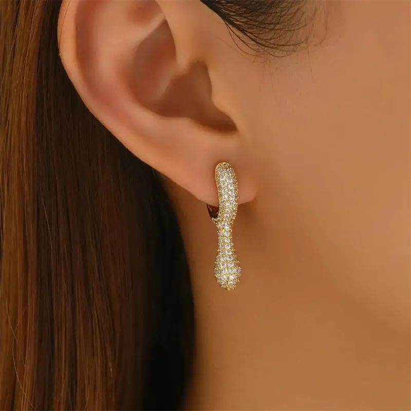 Cubic Zirconia Teardrop Huggie Earrings made by Victoria Emerson