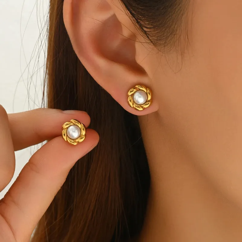 Pearl Flower Stud Earrings made by Victoria Emerson