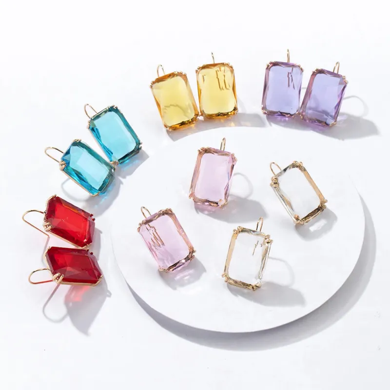Crystal Square Drop Earrings made by Victoria Emerson