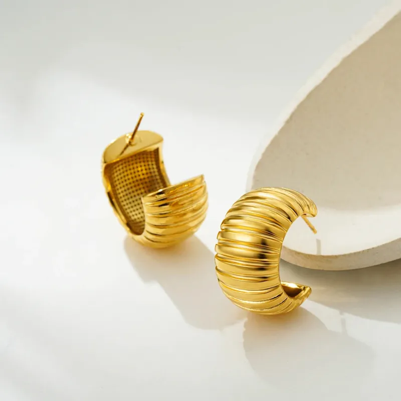 Chunky Textured C-Hoop Earrings made by Victoria Emerson