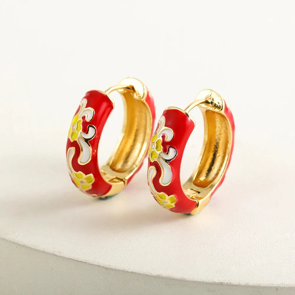 Enamel Flower Huggie Hoop Earrings sold by Victoria Emerson product image thumbnail 3