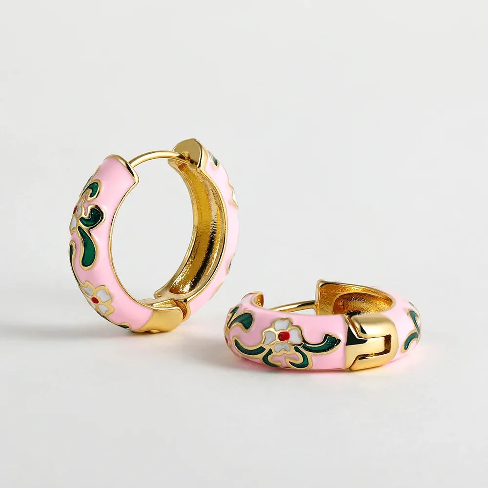 Enamel Flower Huggie Hoop Earrings sold by Victoria Emerson product image thumbnail 4