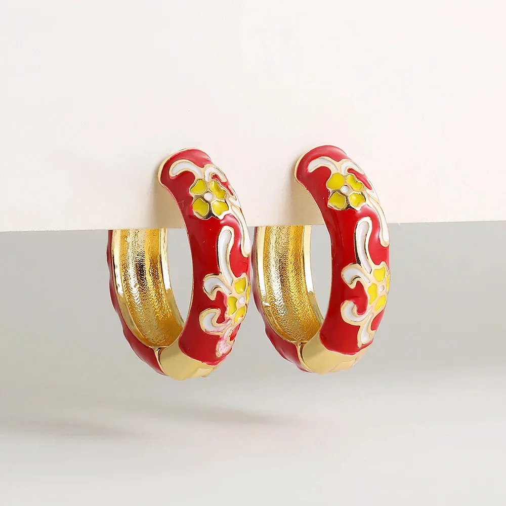 Enamel Flower Huggie Hoop Earrings sold by Victoria Emerson product image thumbnail 5