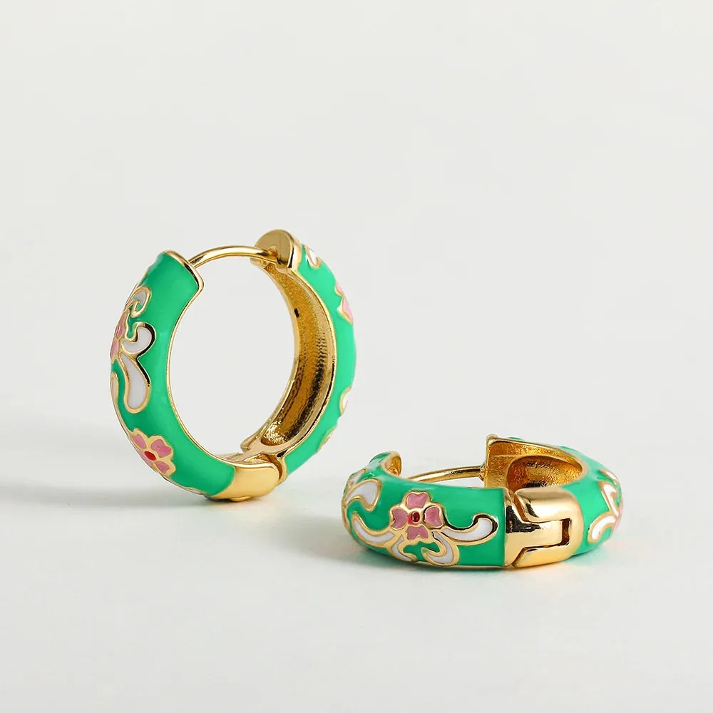 Enamel Flower Huggie Hoop Earrings sold by Victoria Emerson product image thumbnail 2