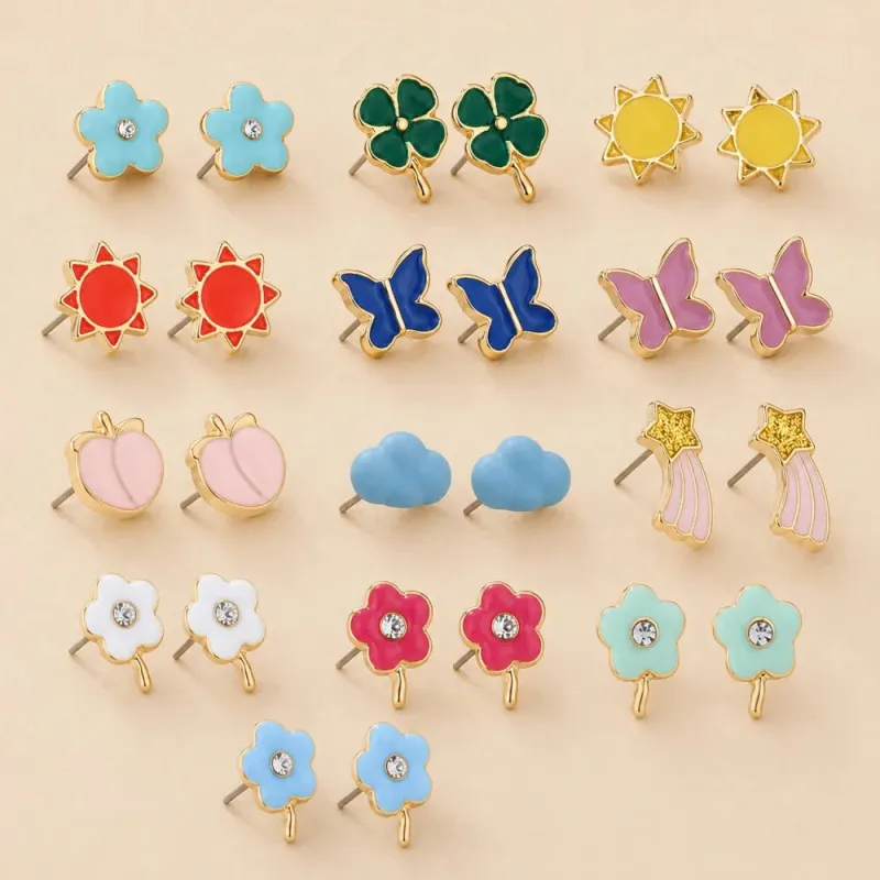 Enamel Flower Stud Earrings made by Victoria Emerson