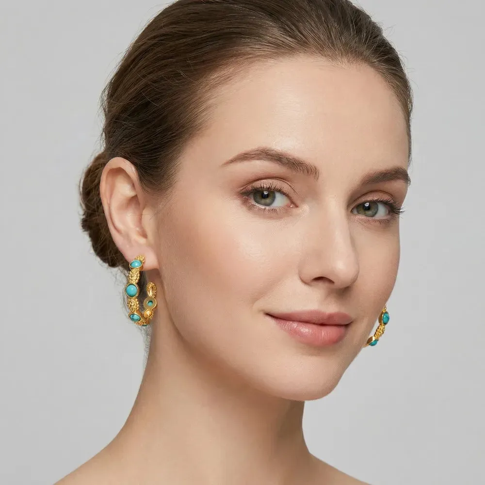 Turquoise Stone Hoop Earrings sold by Victoria Emerson product image thumbnail 3