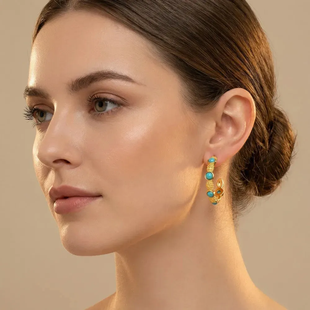 Turquoise Stone Hoop Earrings sold by Victoria Emerson product image thumbnail 5