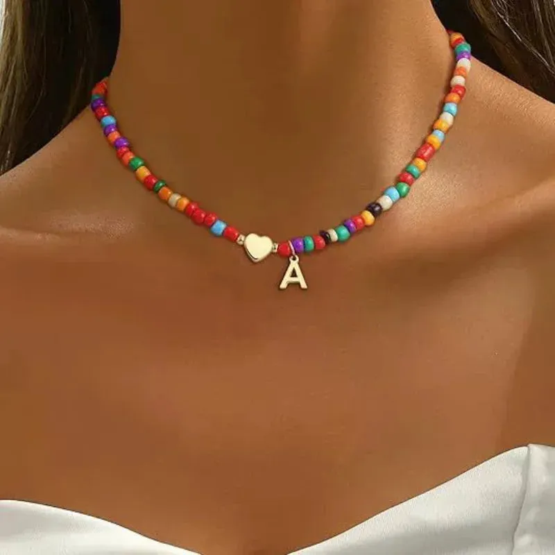Beaded Initial Heart Pendant Necklace sold by Victoria Emerson product image thumbnail 3