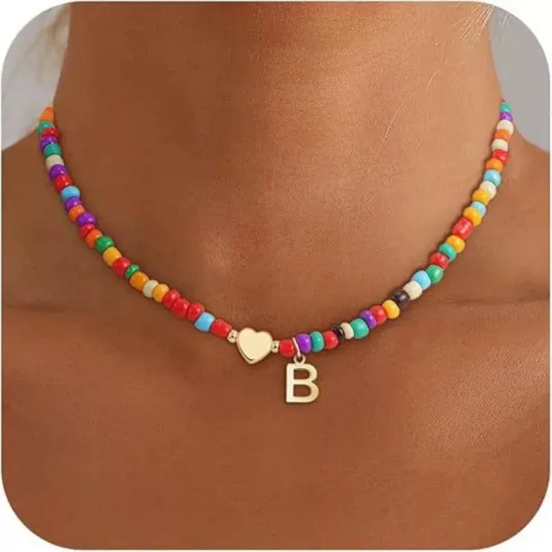 Beaded Initial Heart Pendant Necklace sold by Victoria Emerson product image thumbnail 4