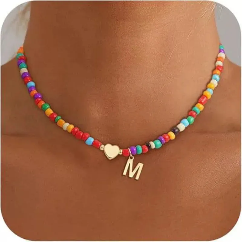 Beaded Initial Heart Pendant Necklace sold by Victoria Emerson product image thumbnail 5