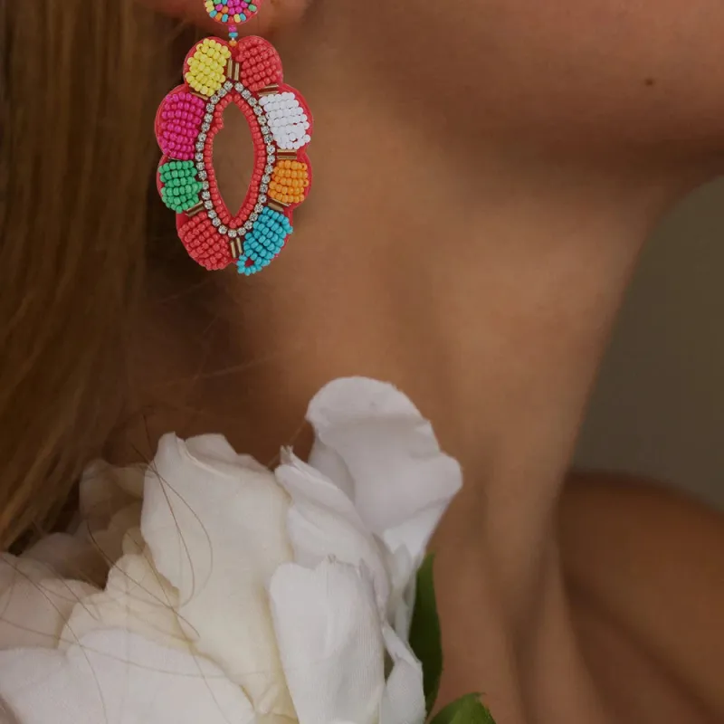Boho Beaded Drop Earrings made by Victoria Emerson