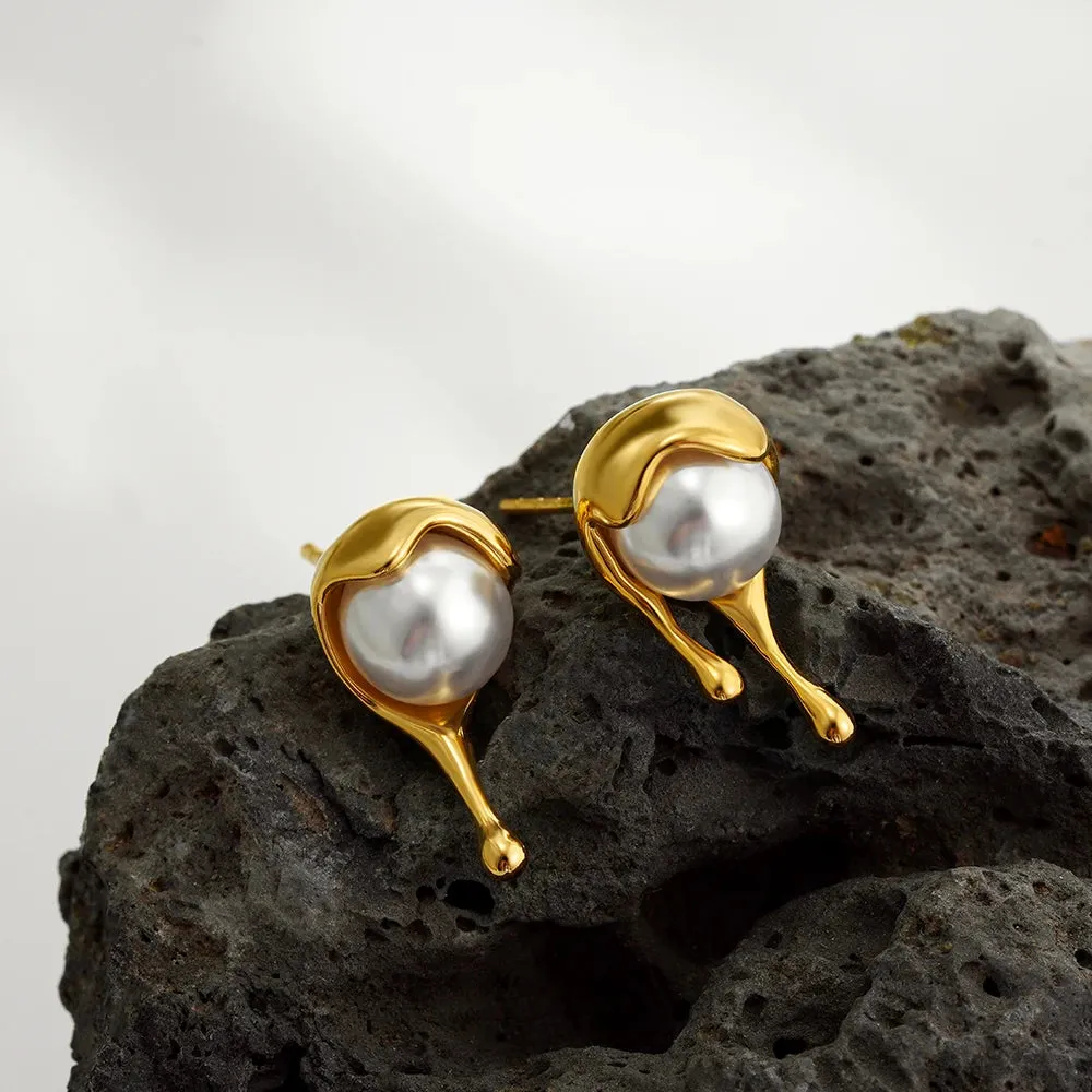 Molten Pearl Drop Stud Earrings sold by Victoria Emerson product image thumbnail 2