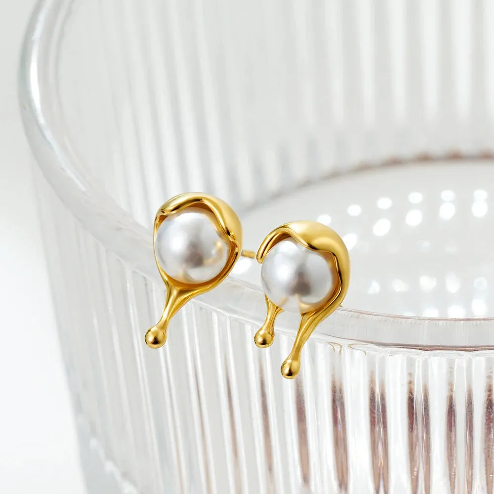 Molten Pearl Drop Stud Earrings sold by Victoria Emerson product image thumbnail 3