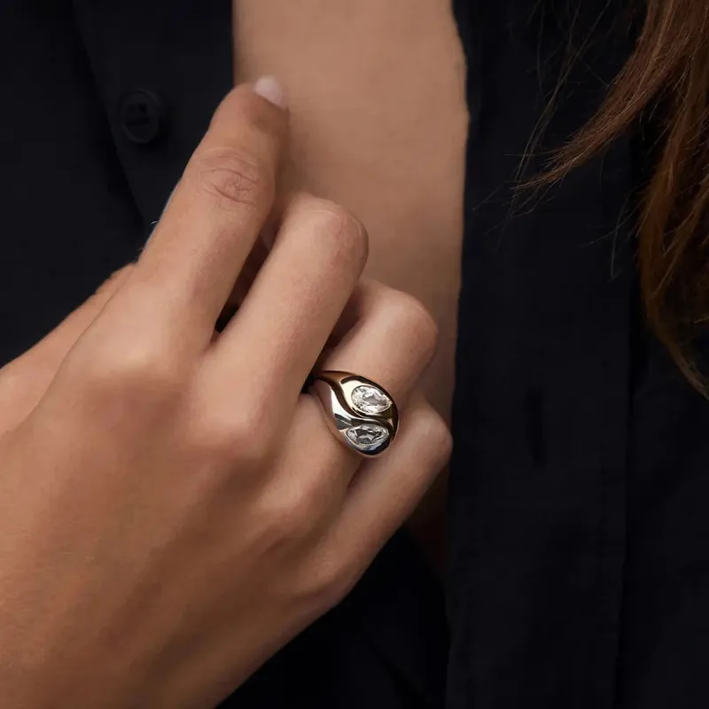 Cubic Zirconia Teardrop Stacking Ring made by Victoria Emerson