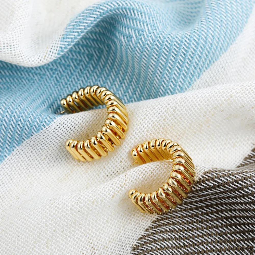 Geometric C-Hoop Stud Earrings sold by Victoria Emerson product image thumbnail 3
