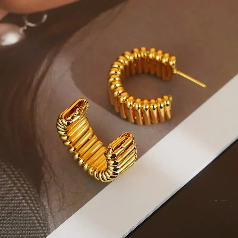 Geometric C-Hoop Stud Earrings sold by Victoria Emerson product image thumbnail 4