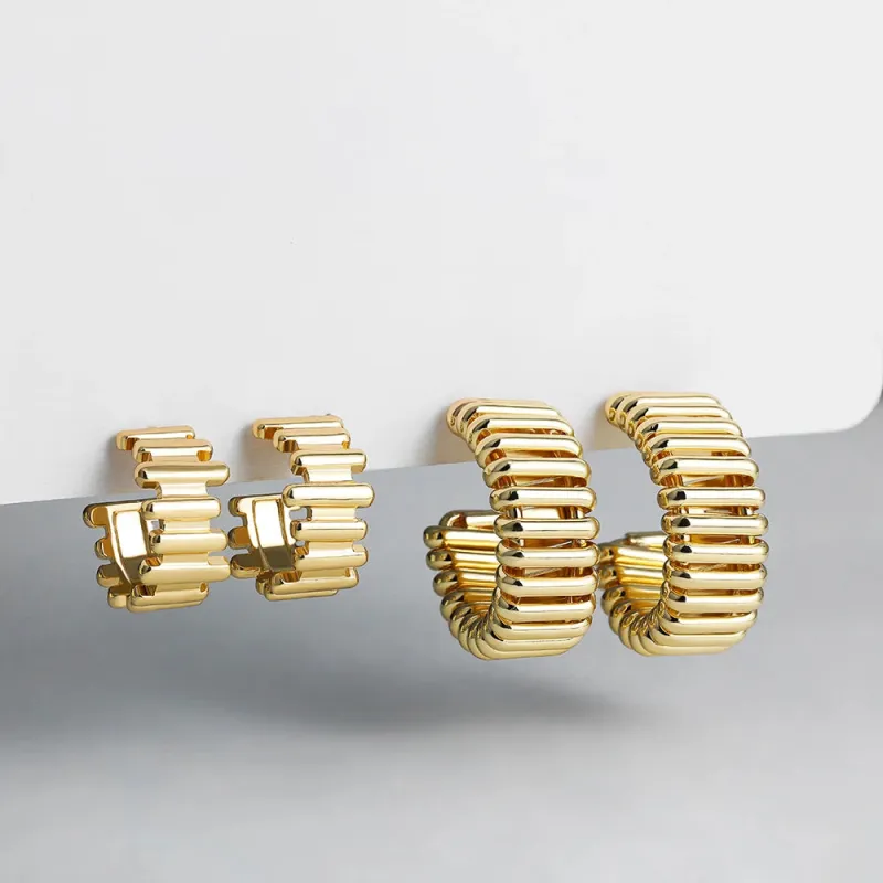 Geometric C-Hoop Stud Earrings made by Victoria Emerson