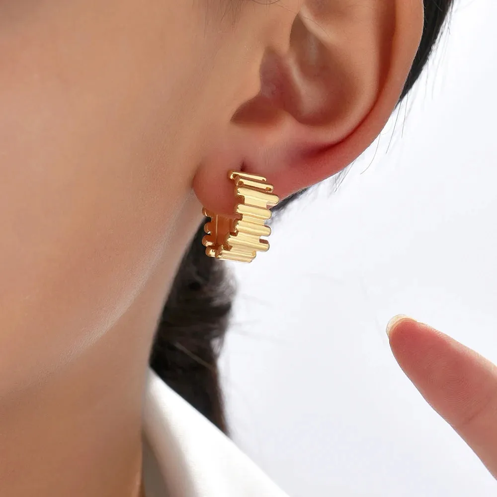 Geometric C-Hoop Stud Earrings sold by Victoria Emerson product image thumbnail 2