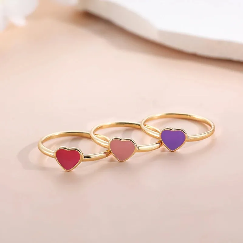 Pink Enamel Heart Ring made by Victoria Emerson
