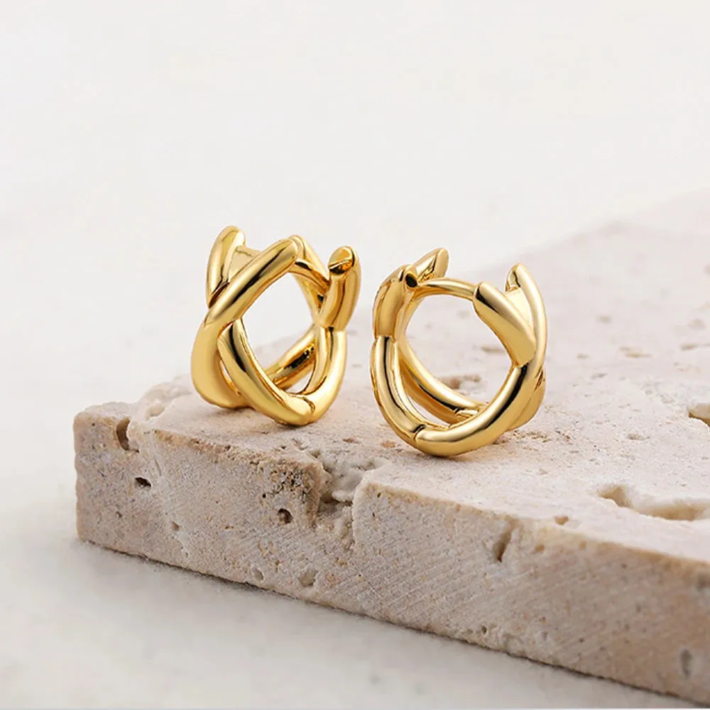 Cross Circle Huggie Earrings sold by Victoria Emerson product image thumbnail 4