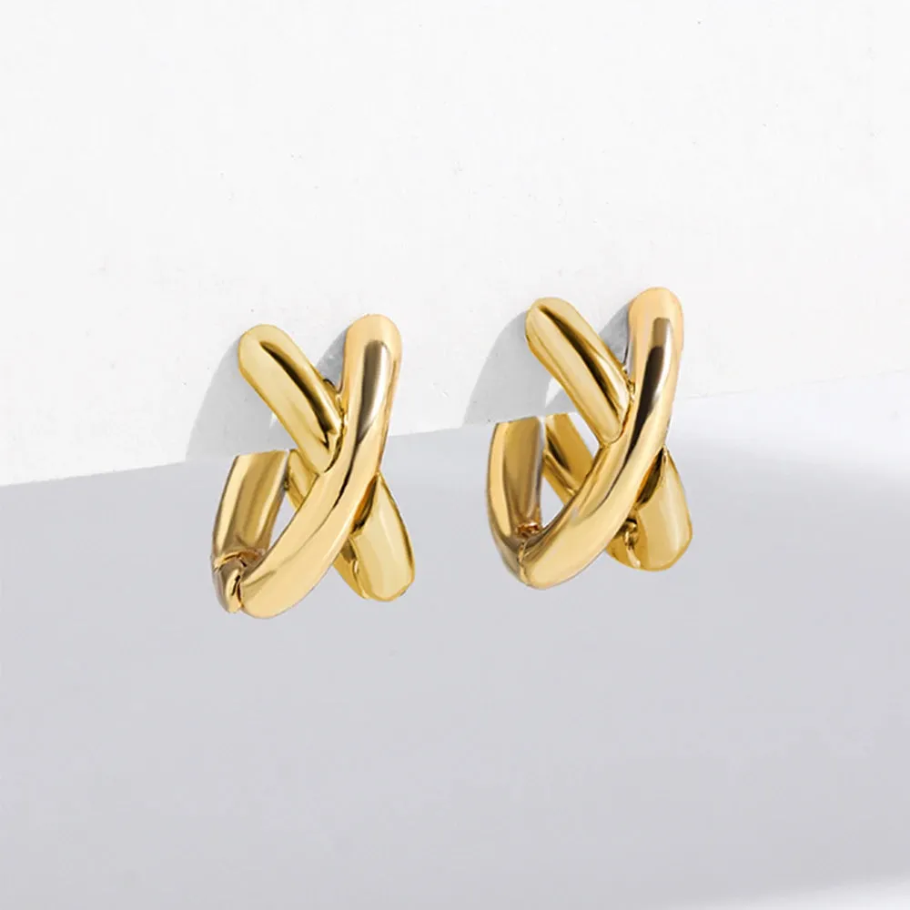 Cross Circle Huggie Earrings sold by Victoria Emerson