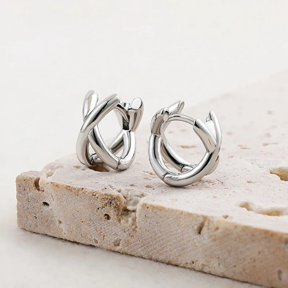 Cross Circle Huggie Earrings sold by Victoria Emerson product image thumbnail 5