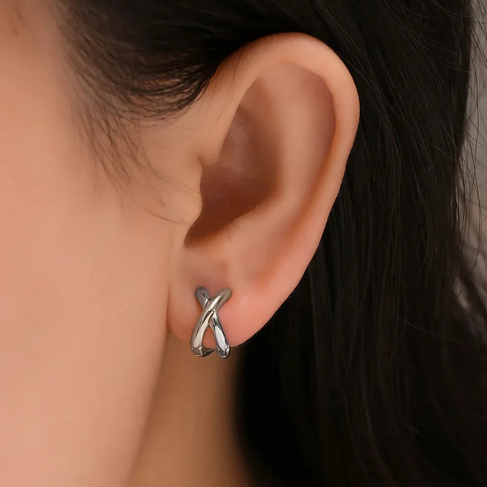 Cross Circle Huggie Earrings sold by Victoria Emerson product image thumbnail 2