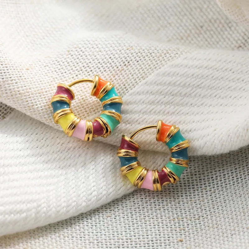 Enamel Bamboo Hoop Earrings made by Victoria Emerson