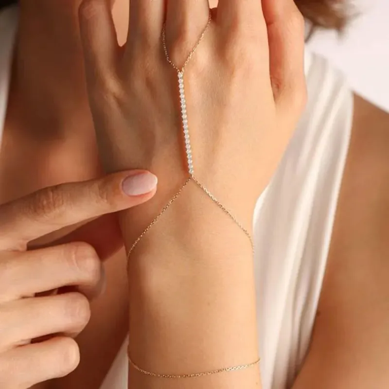 Rhinestone Hand Chain Bracelet made by Victoria Emerson