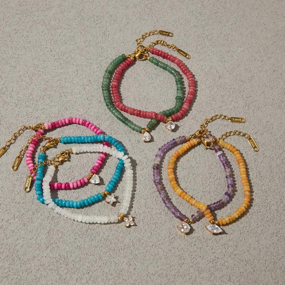 Natural Stone Star & Heart Beaded Bracelet sold by Victoria Emerson