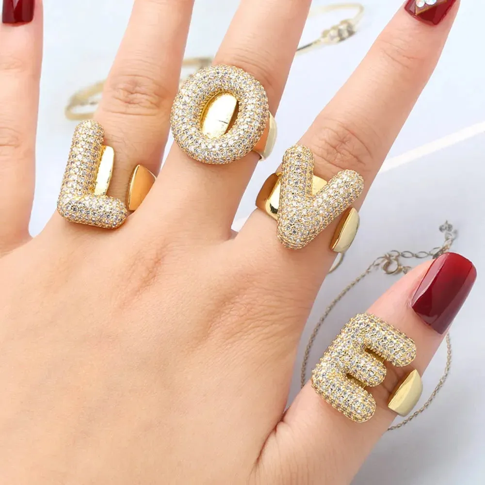 CZ Zircon Initial Letter Open Ring sold by Victoria Emerson product image thumbnail 4