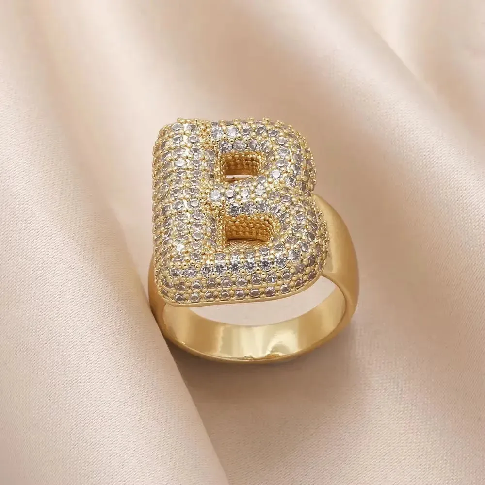 CZ Zircon Initial Letter Open Ring sold by Victoria Emerson product image thumbnail 5