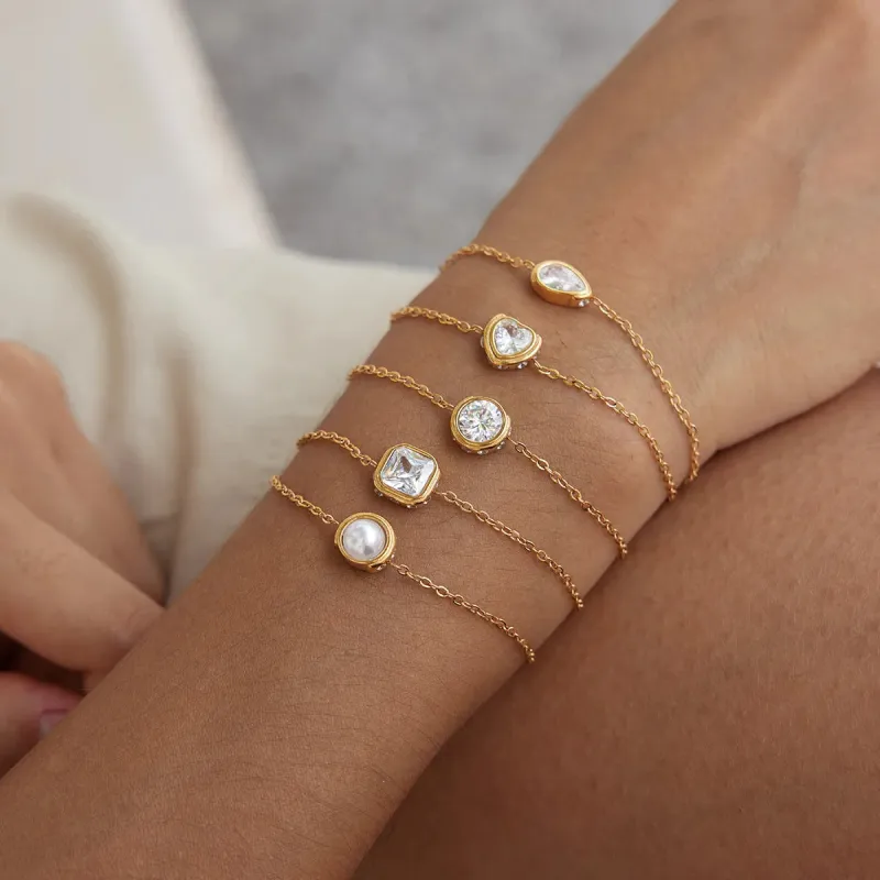 Pearl & Zircon Minimalist Bracelet made by Victoria Emerson