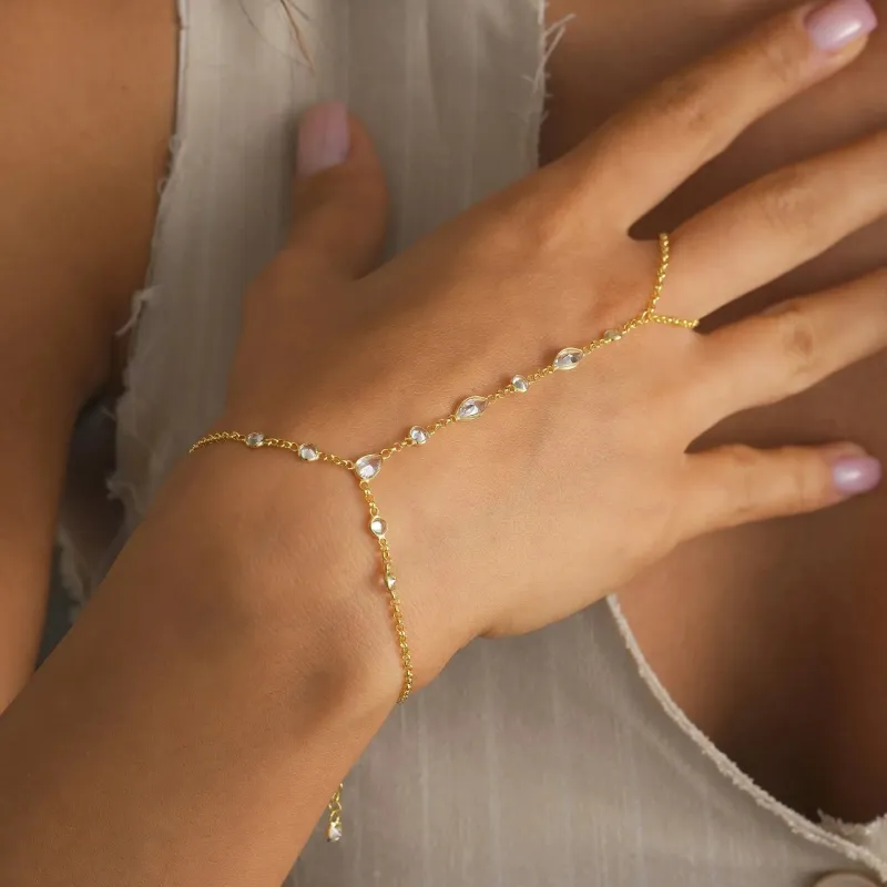 Waterdrop CZ Zircon Link Bracelet made by Victoria Emerson