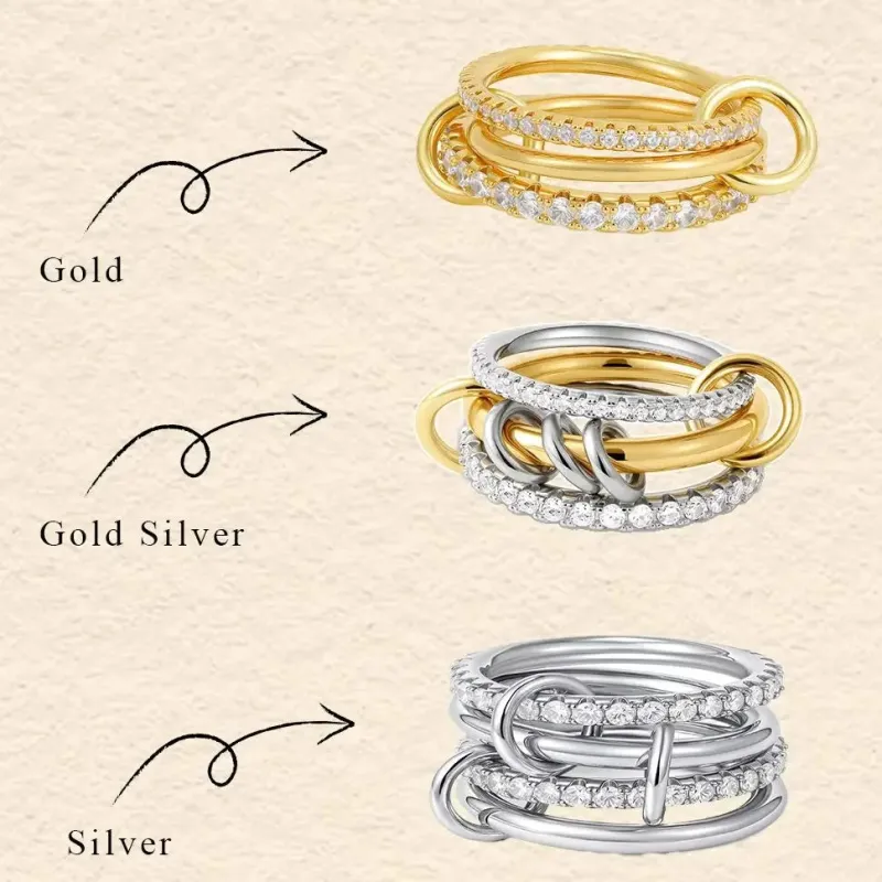 Cubic Zirconia Multilayer Connecting Ring made by Victoria Emerson