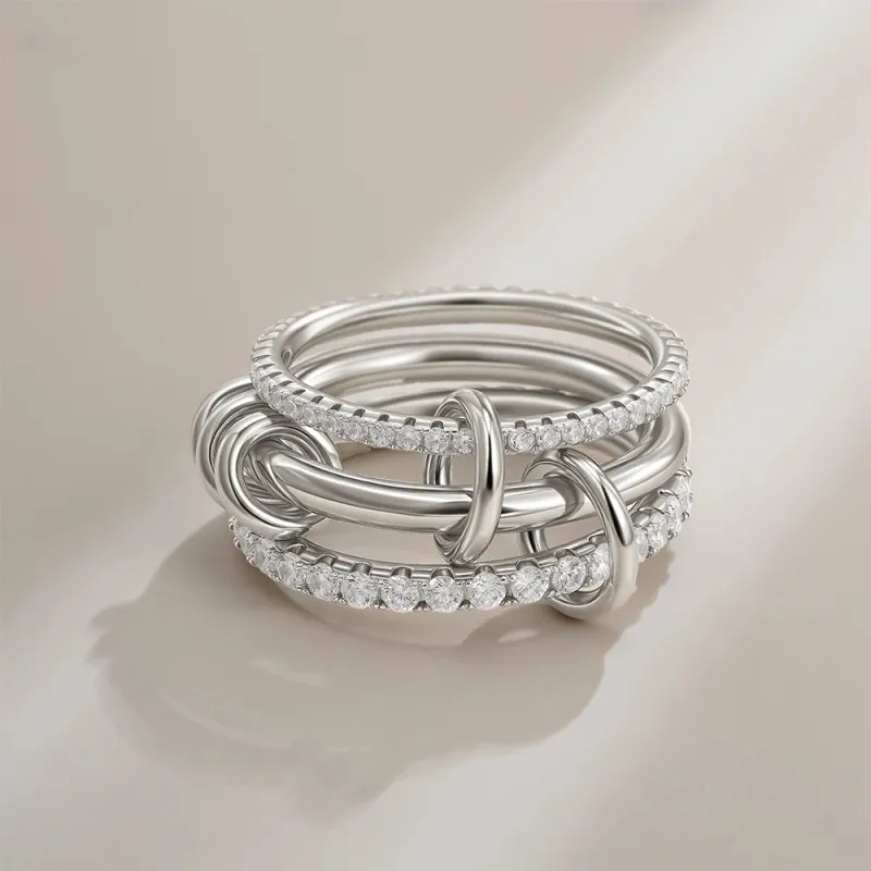 Silver Three-Layer Stackable Ring made by Victoria Emerson