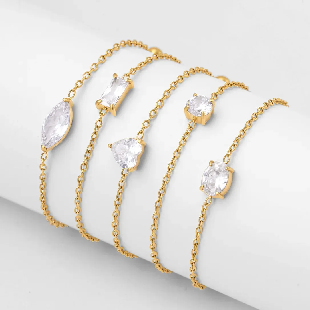 Heart & Round Zircon Charm Chain Bracelet sold by Victoria Emerson product image thumbnail 4