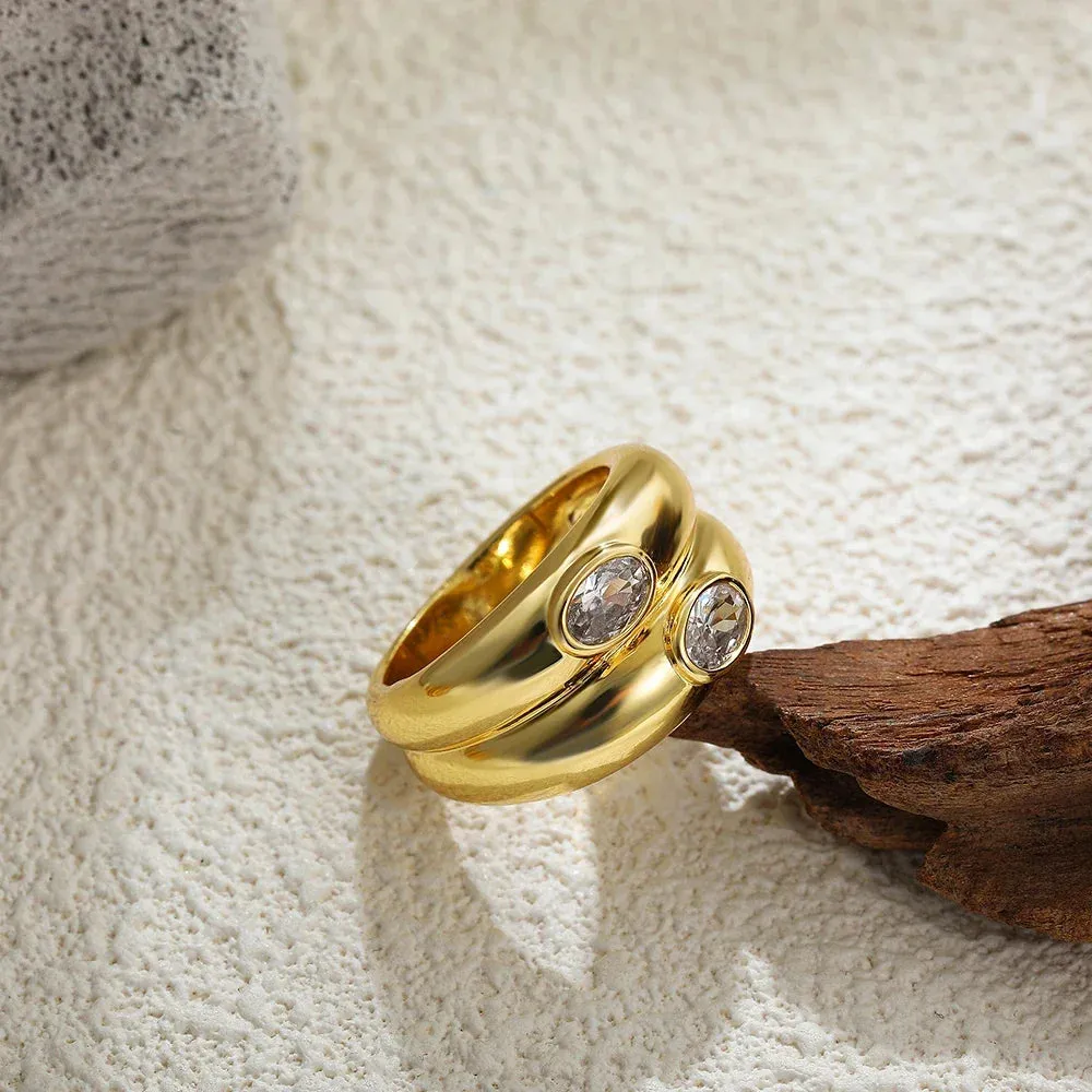 Oval Zircon Double Layer Wide Ring sold by Victoria Emerson product image thumbnail 4