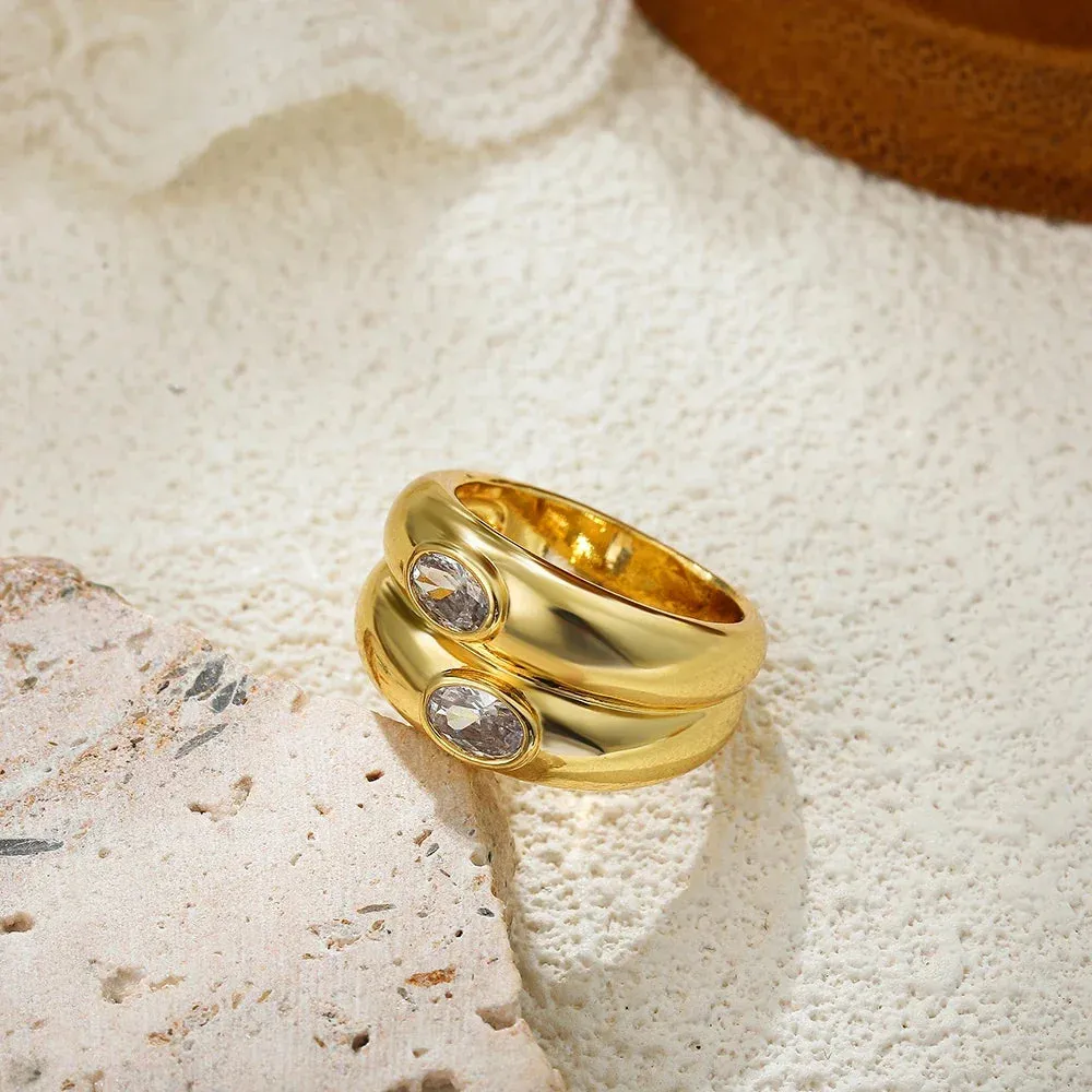 Oval Zircon Double Layer Wide Ring sold by Victoria Emerson product image thumbnail 5