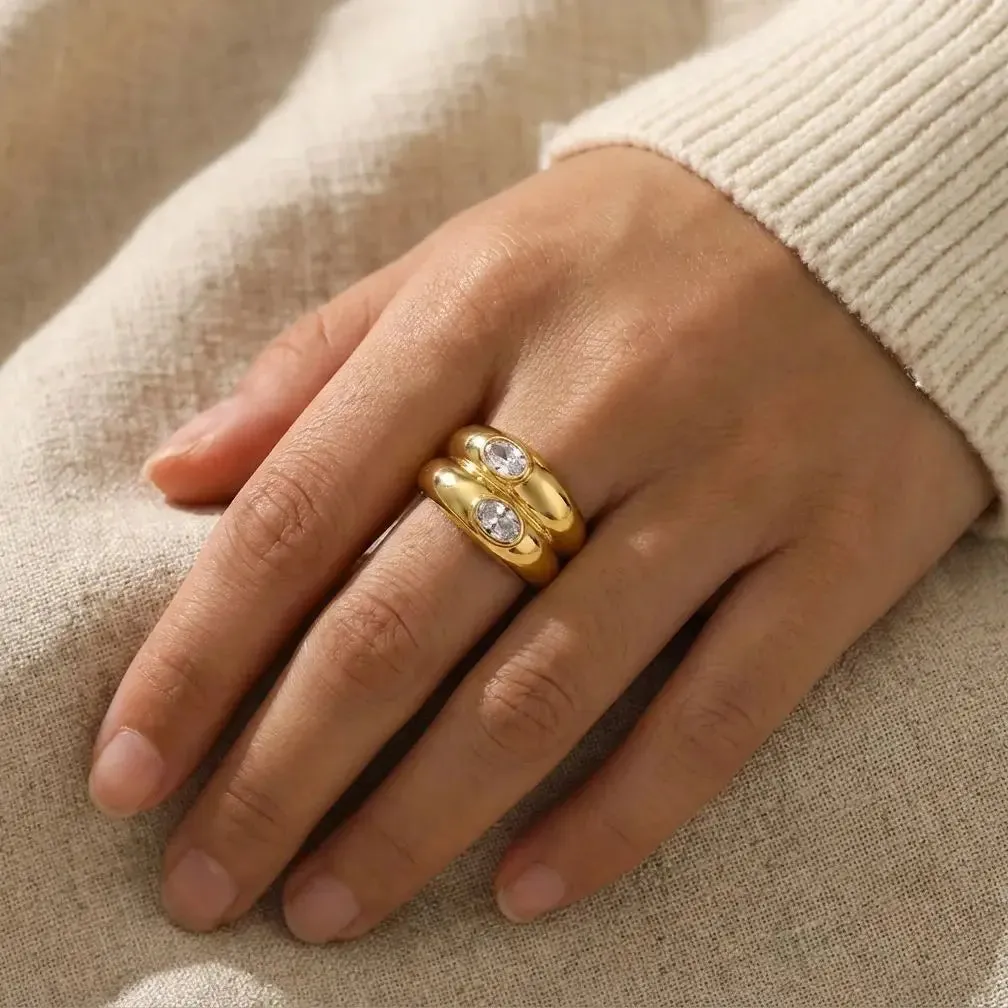 Oval Zircon Double Layer Wide Ring sold by Victoria Emerson product image thumbnail 2