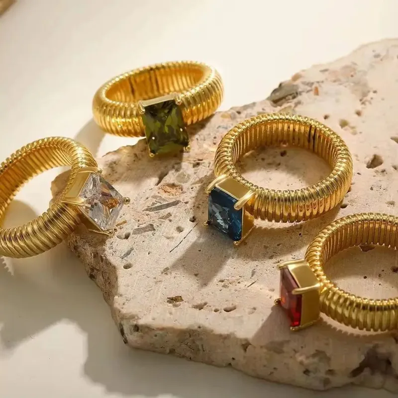 Vintage Colorful Crystal Chunky Ring made by Victoria Emerson